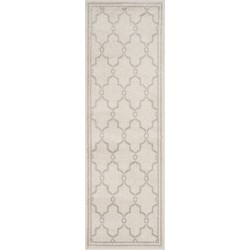 Safavieh Trellis Indoor/Outdoor Woven Area Rug, Amherst Collection, AMT414, in Ivory & Light Grey, 69 X 213 cm