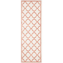 Safavieh Moroccan Trellis  Indoor/Outdoor Woven Area Rug, Amherst Collection, AMT422, in Beige & Orange, 69 X 213 cm