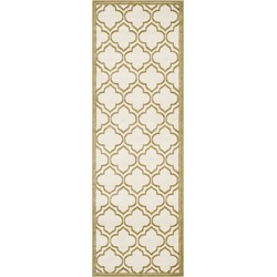 Safavieh Trellis Indoor/Outdoor Woven Area Rug, Amherst Collection, AMT412, in Ivory & Light Green, 69 X 213 cm
