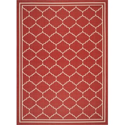 Safavieh Trellis Indoor/Outdoor Woven Area Rug, Courtyard Collection, CY6889, in Red & Beige, 122 X 170 cm