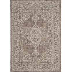 Safavieh Contemporary Indoor/Outdoor Woven Area Rug, Courtyard Collection, CY8481, in Brown & Beige, 122 X 170 cm