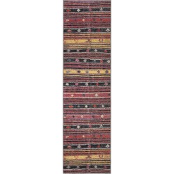 Safavieh Bright & Modern Indoor/Outdoor Woven Area Rug, Montage Collection, MTG217, in Rust & Multi, 69 X 244 cm