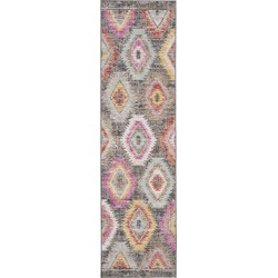 Safavieh Bright & Modern Indoor/Outdoor Woven Area Rug, Montage Collection, MTG212, in Grey & Multi, 69 X 244 cm