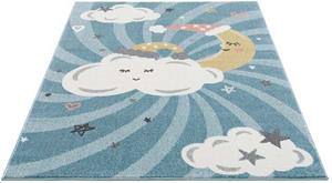 Kinderteppich Anime9380, Carpet City, rechteckig, Höhe: 11 mm, Teppich Mond, Wolken, Sterne, Weicher Flor