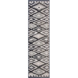 Safavieh Bright & Modern Indoor/Outdoor Woven Area Rug, Montage Collection, MTG216, in Grey & Black, 69 X 244 cm