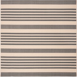 Safavieh Striped Indoor/Outdoor Woven Area Rug, Courtyard Collection, CY6062, in Grey & Bone, 160 X 160 cm
