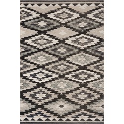 Safavieh Bright & Modern Indoor/Outdoor Woven Area Rug, Montage Collection, MTG216, in Grey & Black, 122 X 183 cm