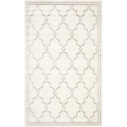 Safavieh Trellis Indoor/Outdoor Woven Area Rug, Amherst Collection, AMT414, in Ivory & Light Grey, 122 X 183 cm