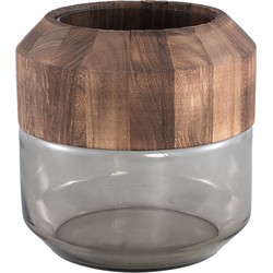 PTMD Collection PTMD Yacin Brown glass vase with wood top L