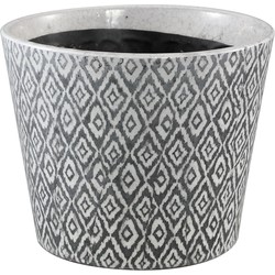 PTMD Collection PTMD Beire Black white terracotta pot round ikat print