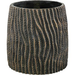 PTMD Collection PTMD Numayla Black cement pot wavy pattern round XL