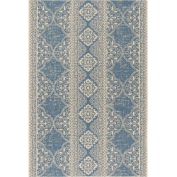 Safavieh Transitional Indoor/Outdoor Woven Area Rug, Beachhouse Collection, BHS174, in Cream & Blue, 155 X 229 cm