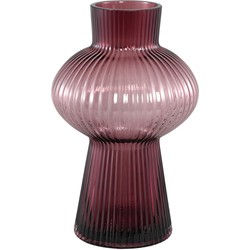 PTMD Collection PTMD Anouk Purple solid glass vase ribbed round high