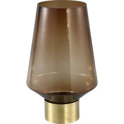 PTMD Collection PTMD Faya brown Glass vase on metal gold high s