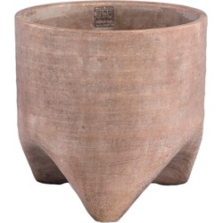 PTMD Collection PTMD Kodi Brown cement pot on feet round big S
