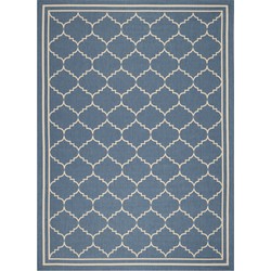 Safavieh Trellis Indoor/Outdoor Woven Area Rug, Courtyard Collection, CY6889, in Blue & Beige, 160 X 231 cm