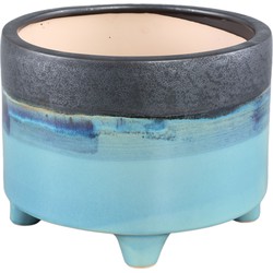 PTMD Collection PTMD Isidora Blue ceramic pot on feet grey top L