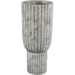 PTMD Collection PTMD Cinne Grey cement ribbed pot on base round L