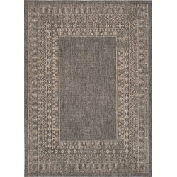 Safavieh Contemporary Indoor/Outdoor Woven Area Rug, Courtyard Collection, CY8482, in Black & Natural, 160 X 231 cm