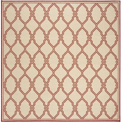 Safavieh Trellis Indoor/Outdoor Woven Area Rug, Beachhouse Collection, BHS124, in Red & Creme, 201 X 201 cm