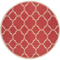 Safavieh Trellis Indoor/Outdoor Woven Area Rug, Beachhouse Collection, BHS125, in Red & Creme, 201 X 201 cm