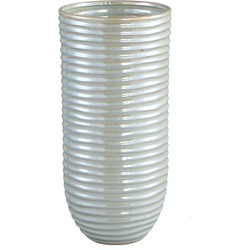 PTMD Collection PTMD Ryll Pearl shiny ceramic pot ribbed round L