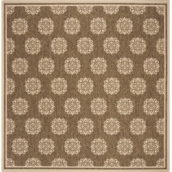 Safavieh Small Medallion Indoor/Outdoor Woven Area Rug, Beachhouse Collection, BHS181, in Beige & Cream, 201 X 201 cm