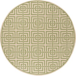 Safavieh Geometric Indoor/Outdoor Woven Area Rug, Beachhouse Collection, BHS128, in Cream & Olive, 201 X 201 cm