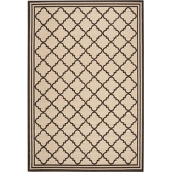 Safavieh Trellis Indoor/Outdoor Woven Area Rug, Beachhouse Collection, BHS121, in Creme & Brown, 183 X 274 cm