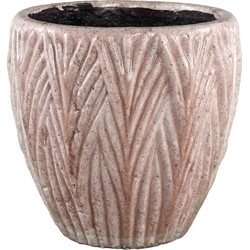 PTMD Collection PTMD Talina Light Pink glazed ceramic leaf pot roundXXL