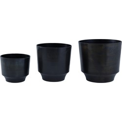 PTMD Collection PTMD Carb Black casted aluminium round pot set of 3
