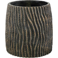 PTMD Collection PTMD Numayla Black cement pot wavy pattern round XXL