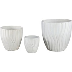 PTMD Collection PTMD Fionaa White ceramic pot wavy structure round SV3