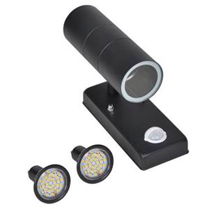 vidaxl Wandlamp met sensor LED cilindervormig RVS zwart