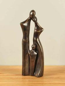 HO-Jeuken Beeld brons Familie, 1 kind, 38 cm