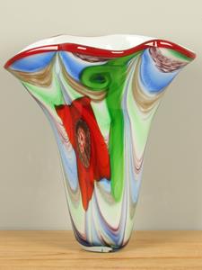 HO-Jeuken Hoge kleurrijke vaas uit glas, 38 cm, A007
