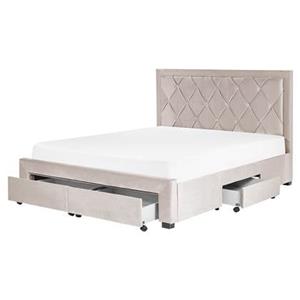 Beliani LIEVIN Bed met opberger Beige 160x200