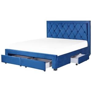 Beliani LIEVIN Bed met opberger Blauw 180x200