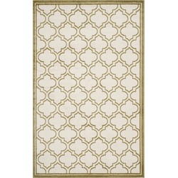 Safavieh Trellis Indoor/Outdoor Woven Area Rug, Amherst Collection, AMT412, in Ivory & Light Green, 152 X 244 cm