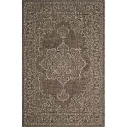 Safavieh Contemporary Indoor/Outdoor Woven Area Rug, Courtyard Collection, CY8481, in Brown & Beige, 201 X 290 cm