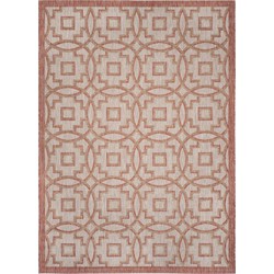 Safavieh Contemporary Indoor/Outdoor Woven Area Rug, Courtyard Collection, CY8499, in Beige & Red, 201 X 290 cm