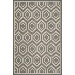 Safavieh Contemporary Indoor/Outdoor Woven Area Rug, Courtyard Collection, CY6902, in Anthracite & Beige, 201 X 290 cm