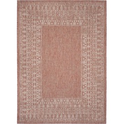 Safavieh Contemporary Indoor/Outdoor Woven Area Rug, Courtyard Collection, CY8482, in Red & Beige, 201 X 290 cm