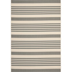 Safavieh Striped Indoor/Outdoor Woven Area Rug, Courtyard Collection, CY6062, in Grey & Bone, 201 X 290 cm