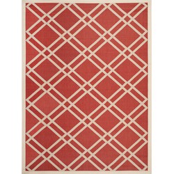 Safavieh Trellis Indoor/Outdoor Woven Area Rug, Courtyard Collection, CY6923, in Red & Bone, 201 X 290 cm