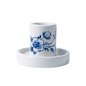 Heinen Delfts Blauw Heinen porceleinen kandelaar - Met bloem - 4,5cm