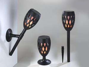 Wetelux Tuinlamp op Zonne energie - Vlameffect - Met muurbeugel en grondpen