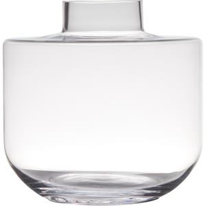 Merkloos Transparante luxe grote vaas/vazen van glas 25 x 26 cm -