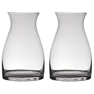 Hakbijl Glass Set van 2x stuks transparante home-basics vaas/vazen van glas 30 x 19 cm Julia -