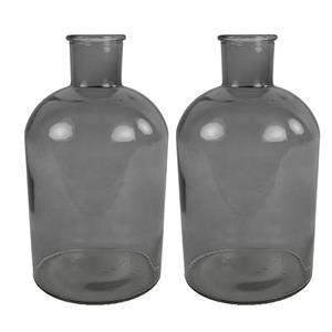Countryfield 2x Stuks  Vaas - grijs/transparant - glas - Apotheker fles vorm - D17 x H31 cm -